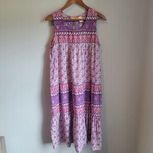 Vintage 90s Prairie Dress Boho Floral Cottagecore Midi  PM